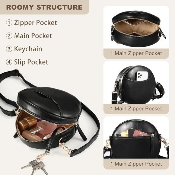 Circle Crossbody Bag, Round Cross Body Purse - Picture 3 of 6